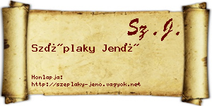 Széplaky Jenő névjegykártya